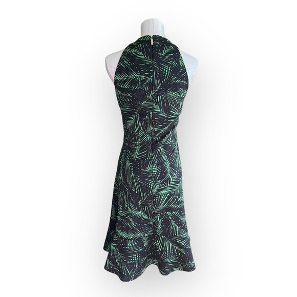 Michael Kors Green and Black Palm Print Knit Dress large - Picture 3 of 11